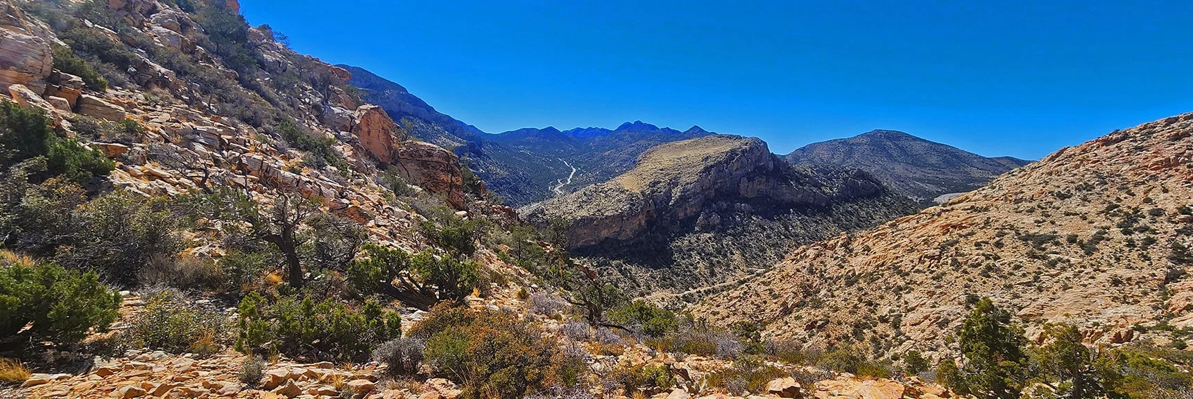 View Down to Last Peak in Rainbow Mts. "South of South Peak". | Hollow Rock & South Peaks Loop | Rainbow Mts. Wilderness, Nevada