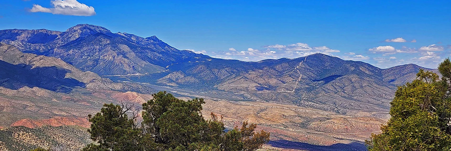 Mummy Mt. (left) to Angel Peak (right). Deer Creek & Telephone Pole Rds. | El Bastardo Peak | La Madre Mountains Wilderness, Nevada