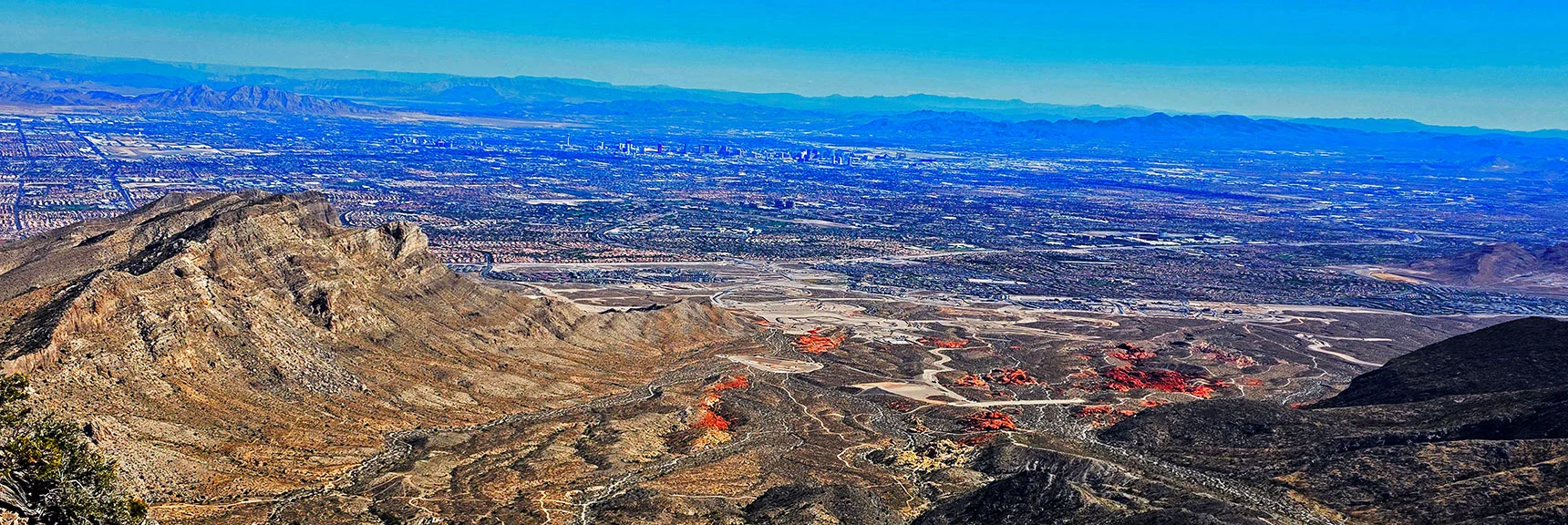 Another View Across Little Red Rock Toward South Vegas Valley & Strip | East La Madre Peak | La Madre Mountains Wilderness, Nevada