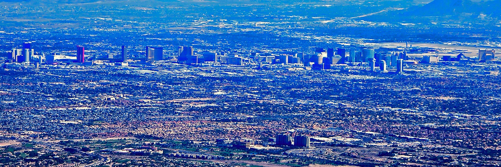 Zooming in on Vegas Strip | East La Madre Peak | La Madre Mountains Wilderness, Nevada