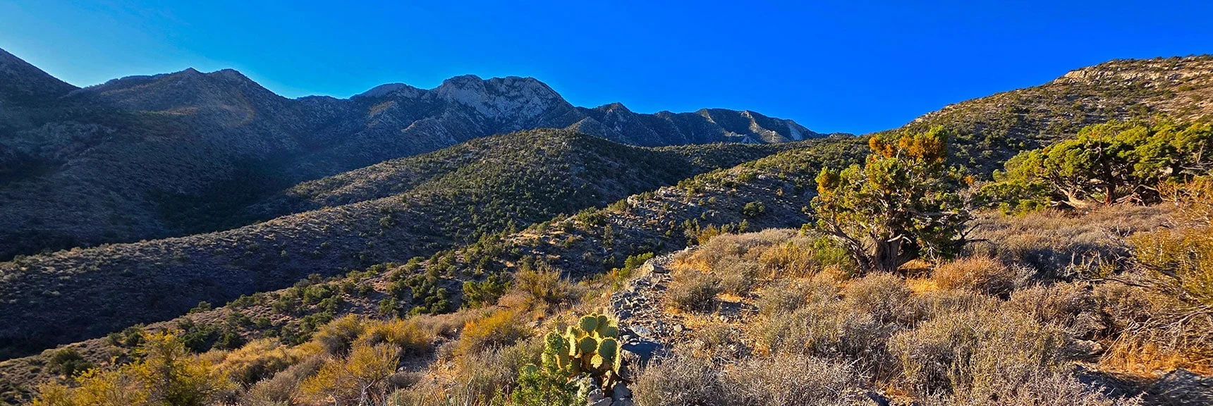 Descend, Take Lower Washes Toward Devil's Slide (far right) | La Madre East Ridge Approaches | La Madre Mountains Wilderness, Nevada