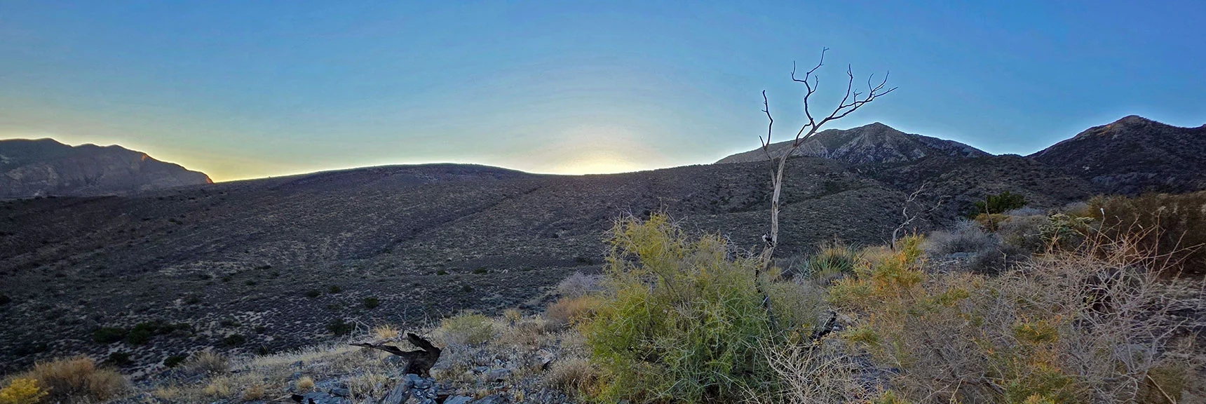 Sunrise Over Peak 6826 Approach Slope. East La Madre Peak Beyond. | La Madre East Ridge Approaches | La Madre Mountains Wilderness, Nevada