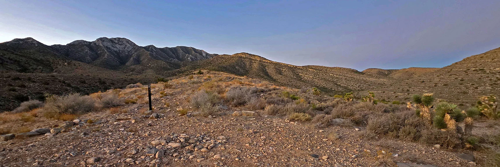 Continue Up Old Road Past Vehicle Barrier Toward Far End of Ridgeline | La Madre East Ridge Approaches | La Madre Mountains Wilderness, Nevada