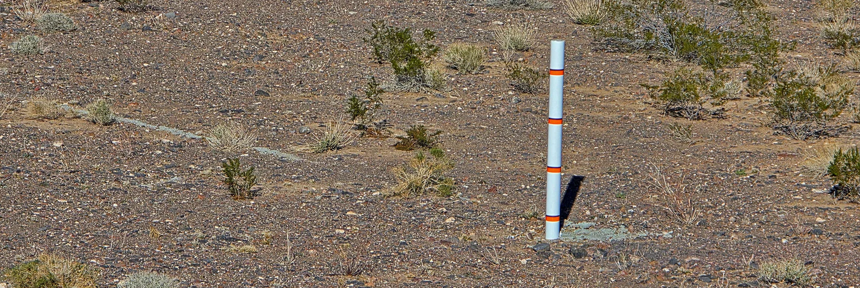 One of the Water Gauges in the Flood Retention Basin. | Black Mountain North Loop | McCullough Hills | Sloan Canyon National Conservation Area, Nevada