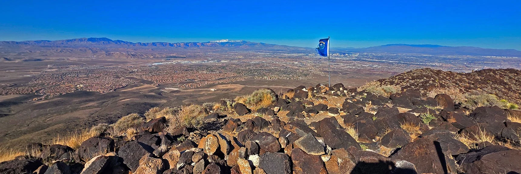 Arrival on the South Summit! View Toward Vegas and Beyond. | Black Mountain North Loop | McCullough Hills | Sloan Canyon National Conservation Area, Nevada