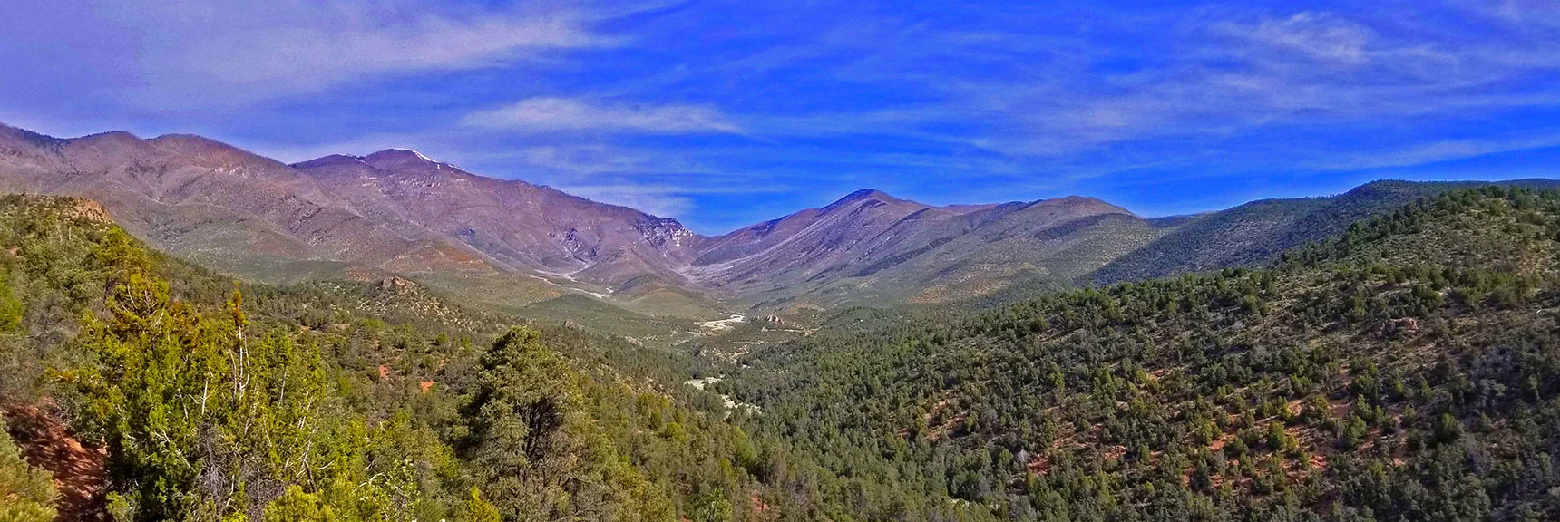 Blue Diamond Hill (R), Red Rock Canyon (Middle), Indecision Peak (L). | Monument Peak Summit | Rainbow Mountain Wilderness, Nevada
