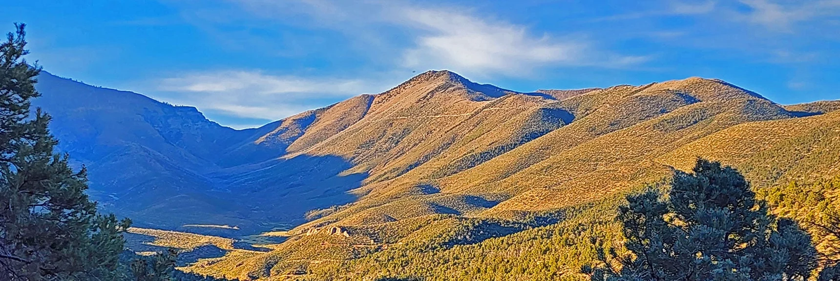 Blue Diamond Hill (R), Red Rock Canyon (Middle), Indecision Peak (L). | Monument Peak Summit | Rainbow Mountain Wilderness, Nevada