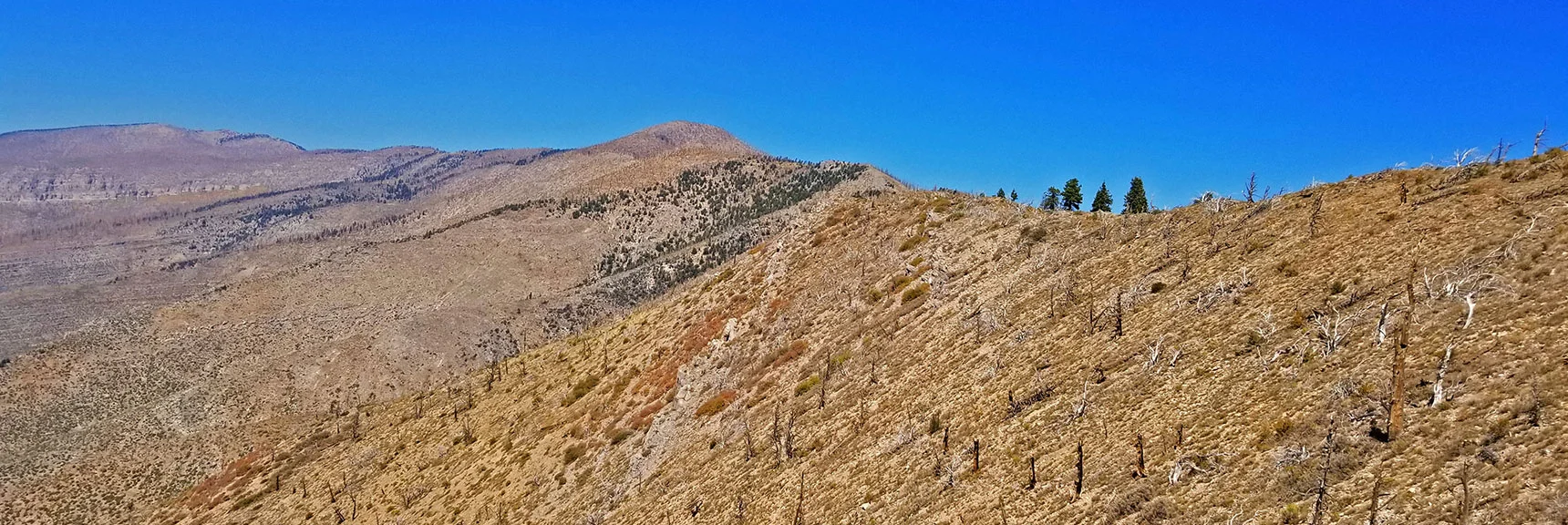 Blue Diamond Hill (R), Red Rock Canyon (Middle), Indecision Peak (L). | Monument Peak Summit | Rainbow Mountain Wilderness, Nevada