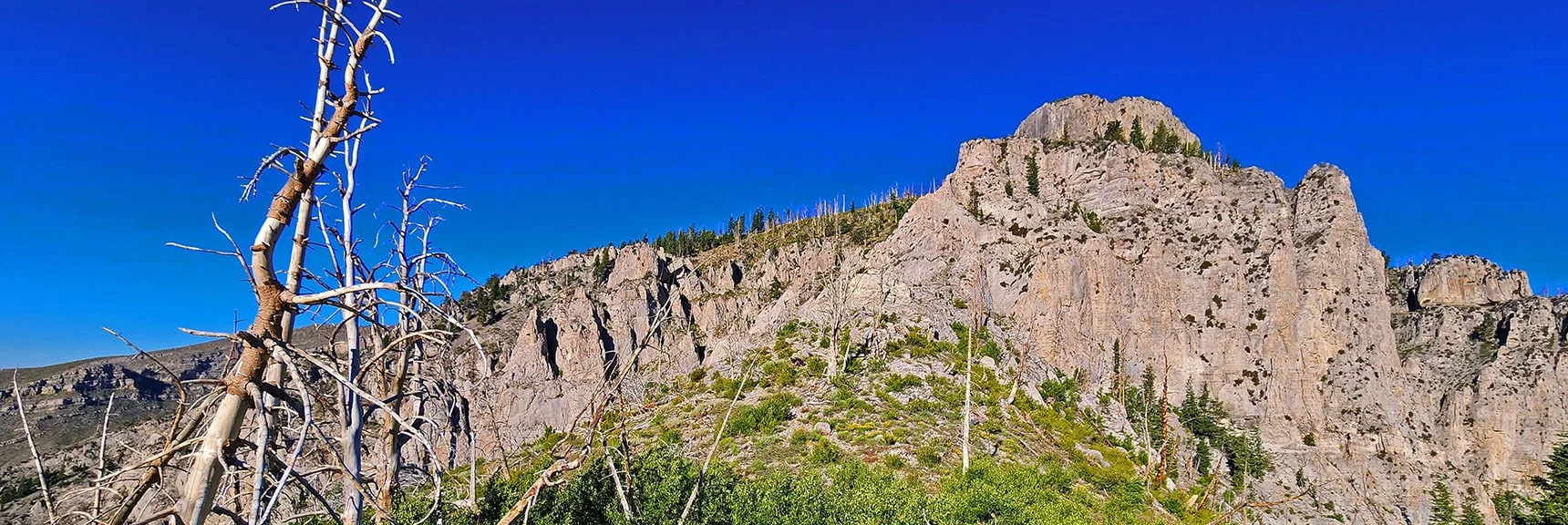 Blue Diamond Hill (R), Red Rock Canyon (Middle), Indecision Peak (L). | Monument Peak Summit | Rainbow Mountain Wilderness, Nevada