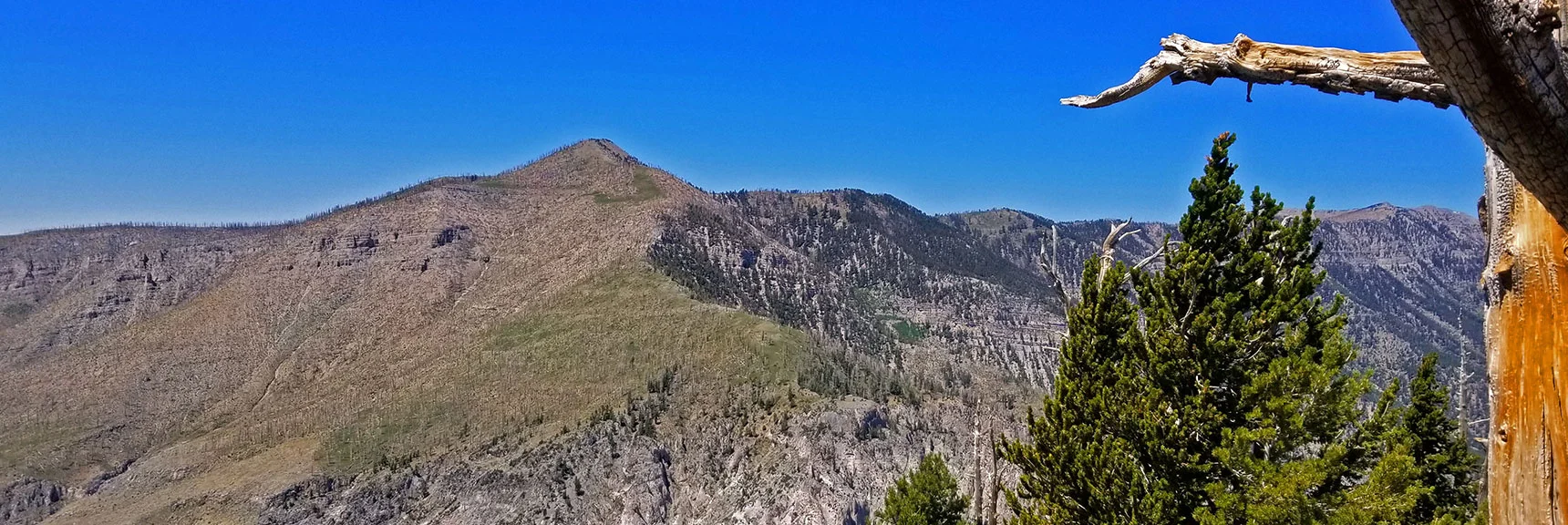 Blue Diamond Hill (R), Red Rock Canyon (Middle), Indecision Peak (L). | Monument Peak Summit | Rainbow Mountain Wilderness, Nevada