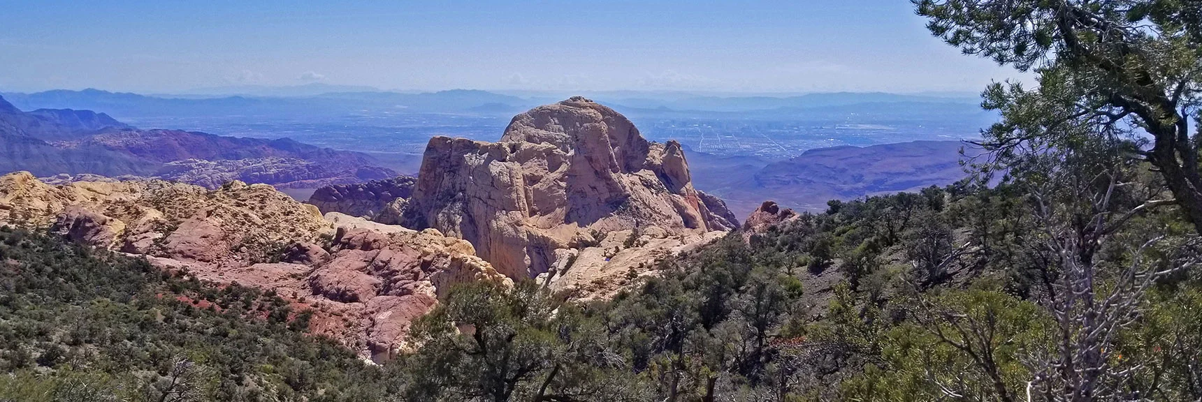 Blue Diamond Hill (R), Red Rock Canyon (Middle), Indecision Peak (L). | Monument Peak Summit | Rainbow Mountain Wilderness, Nevada
