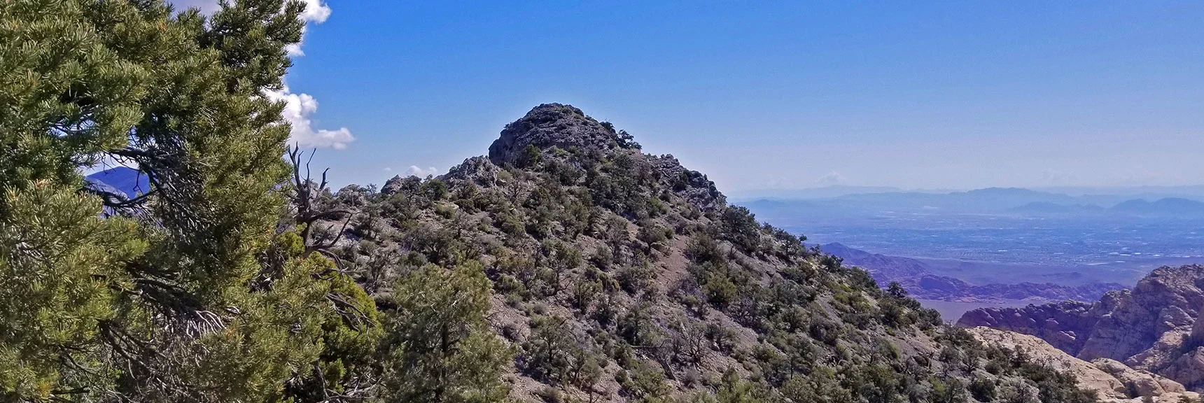 Blue Diamond Hill (R), Red Rock Canyon (Middle), Indecision Peak (L). | Monument Peak Summit | Rainbow Mountain Wilderness, Nevada