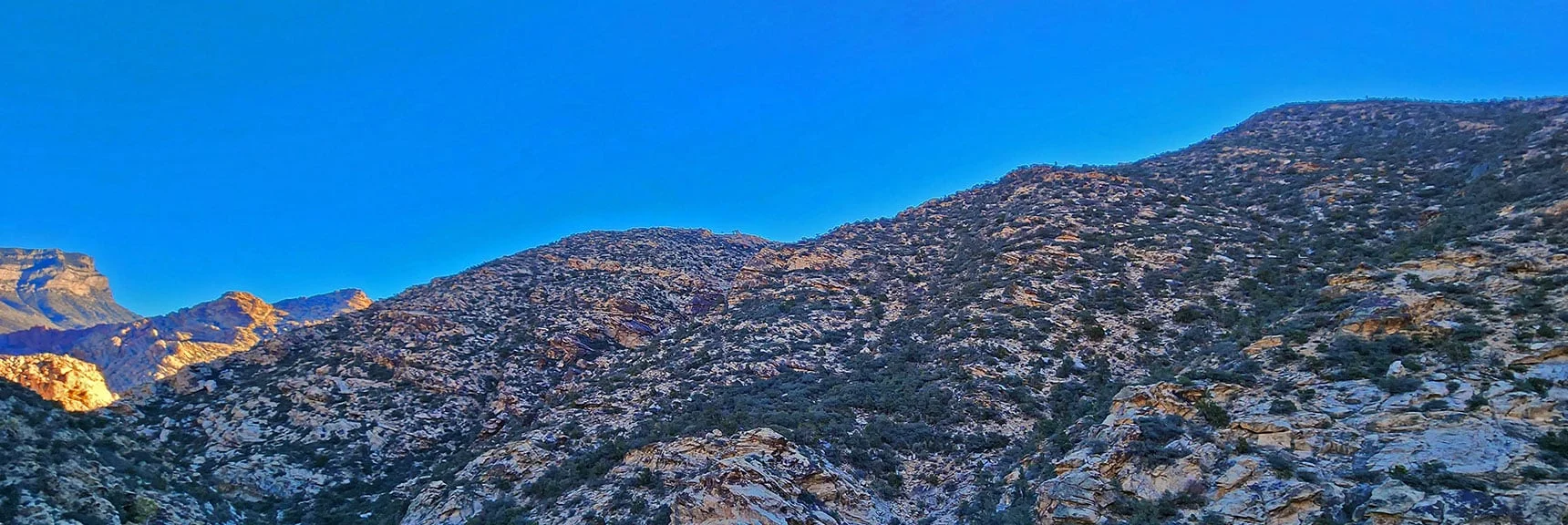 Blue Diamond Hill (R), Red Rock Canyon (Middle), Indecision Peak (L). | Monument Peak Summit | Rainbow Mountain Wilderness, Nevada