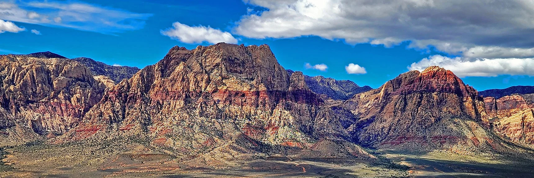 Blue Diamond Hill (R), Red Rock Canyon (Middle), Indecision Peak (L). | Monument Peak Summit | Rainbow Mountain Wilderness, Nevada