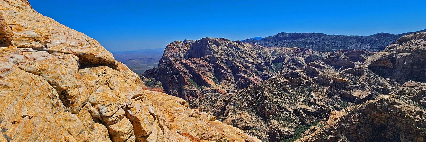 Blue Diamond Hill (R), Red Rock Canyon (Middle), Indecision Peak (L). | Monument Peak Summit | Rainbow Mountain Wilderness, Nevada