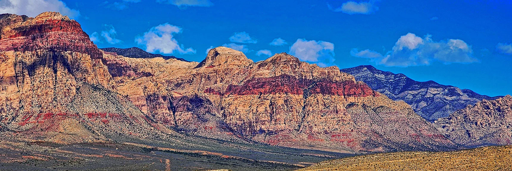 Blue Diamond Hill (R), Red Rock Canyon (Middle), Indecision Peak (L). | Monument Peak Summit | Rainbow Mountain Wilderness, Nevada