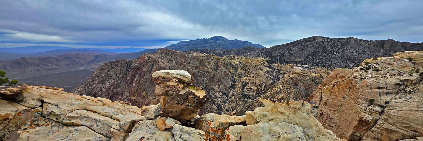 Blue Diamond Hill (R), Red Rock Canyon (Middle), Indecision Peak (L). | Monument Peak Summit | Rainbow Mountain Wilderness, Nevada