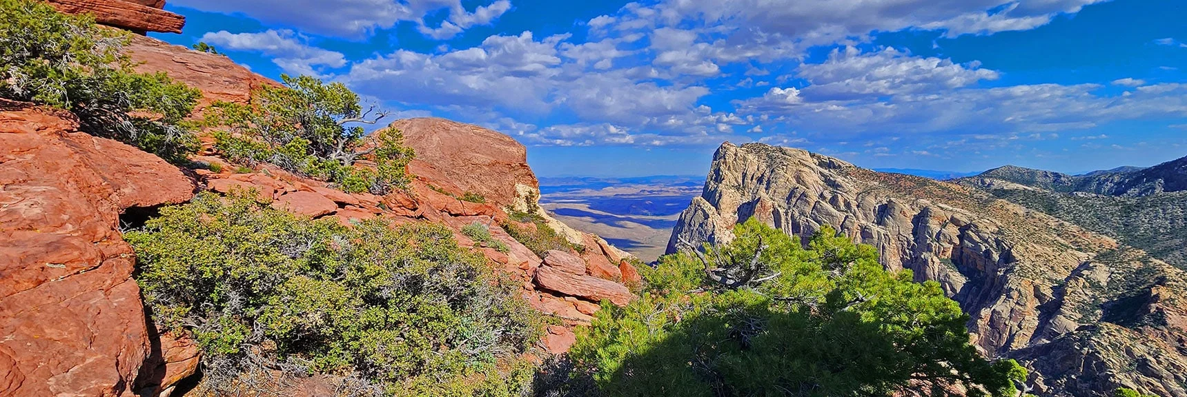 Blue Diamond Hill (R), Red Rock Canyon (Middle), Indecision Peak (L). | Monument Peak Summit | Rainbow Mountain Wilderness, Nevada