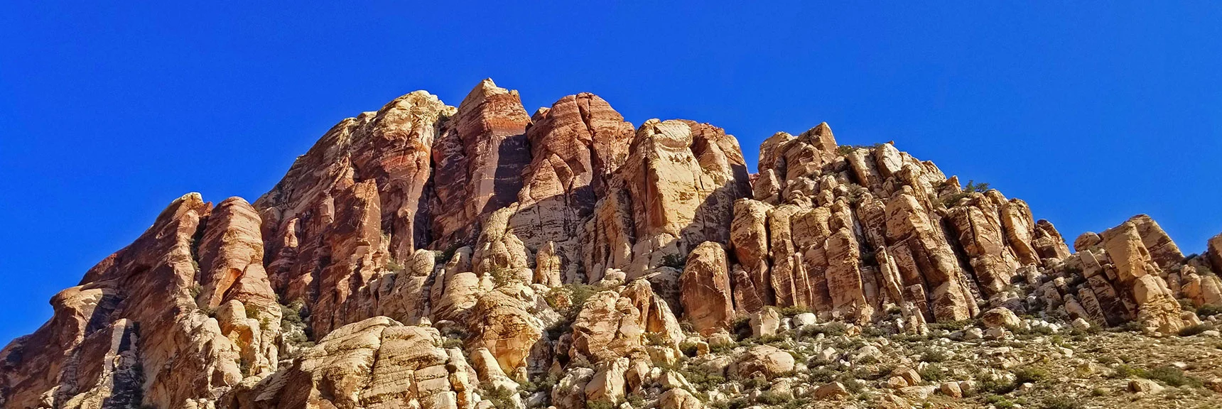 Blue Diamond Hill (R), Red Rock Canyon (Middle), Indecision Peak (L). | Monument Peak Summit | Rainbow Mountain Wilderness, Nevada