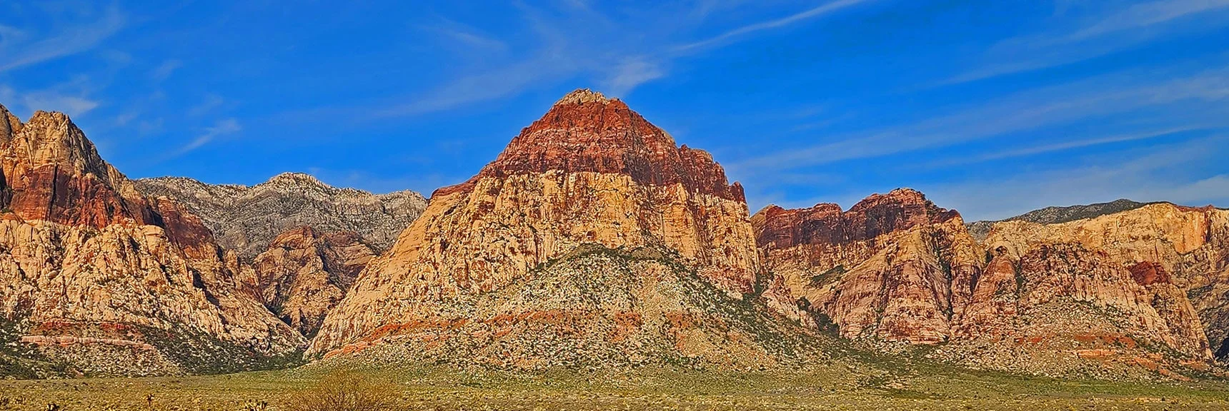 Blue Diamond Hill (R), Red Rock Canyon (Middle), Indecision Peak (L). | Monument Peak Summit | Rainbow Mountain Wilderness, Nevada