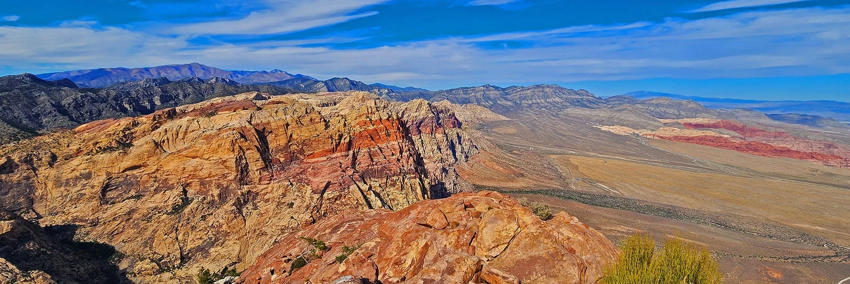 Blue Diamond Hill (R), Red Rock Canyon (Middle), Indecision Peak (L). | Monument Peak Summit | Rainbow Mountain Wilderness, Nevada