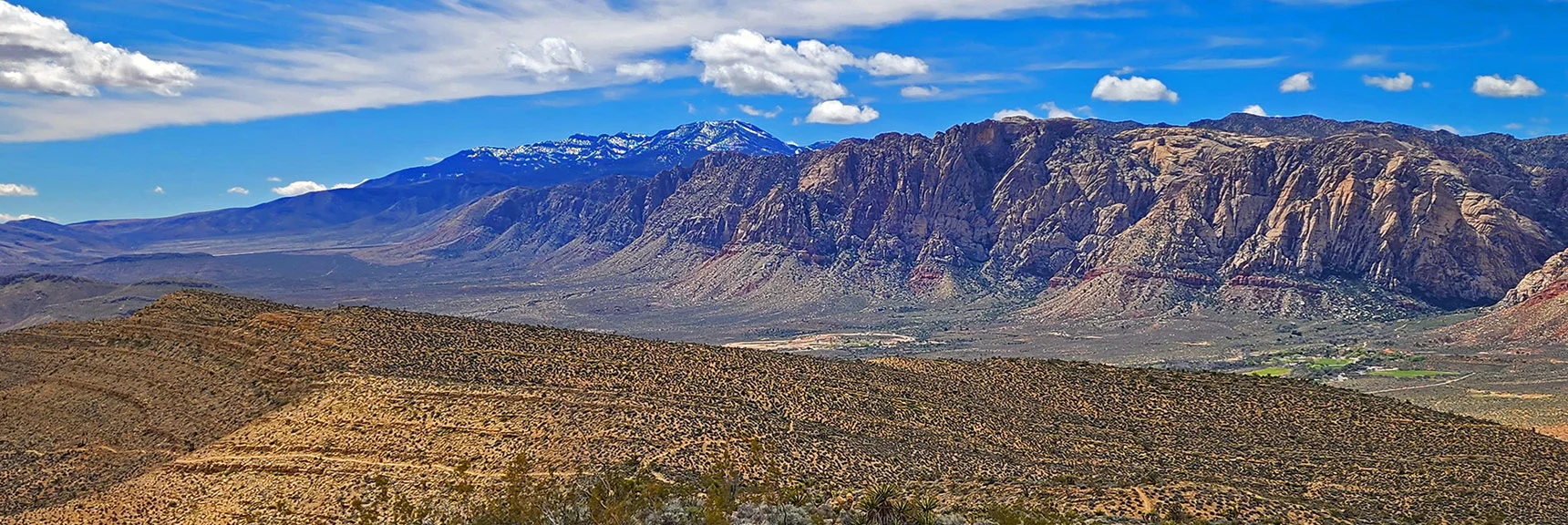 Blue Diamond Hill (R), Red Rock Canyon (Middle), Indecision Peak (L). | Monument Peak Summit | Rainbow Mountain Wilderness, Nevada