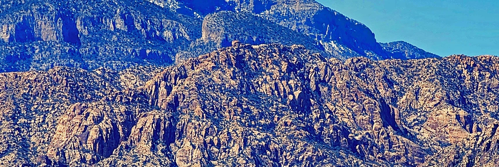 Blue Diamond Hill (R), Red Rock Canyon (Middle), Indecision Peak (L). | Monument Peak Summit | Rainbow Mountain Wilderness, Nevada
