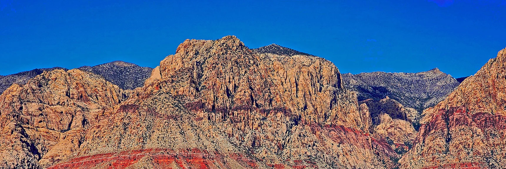 Blue Diamond Hill (R), Red Rock Canyon (Middle), Indecision Peak (L). | Monument Peak Summit | Rainbow Mountain Wilderness, Nevada