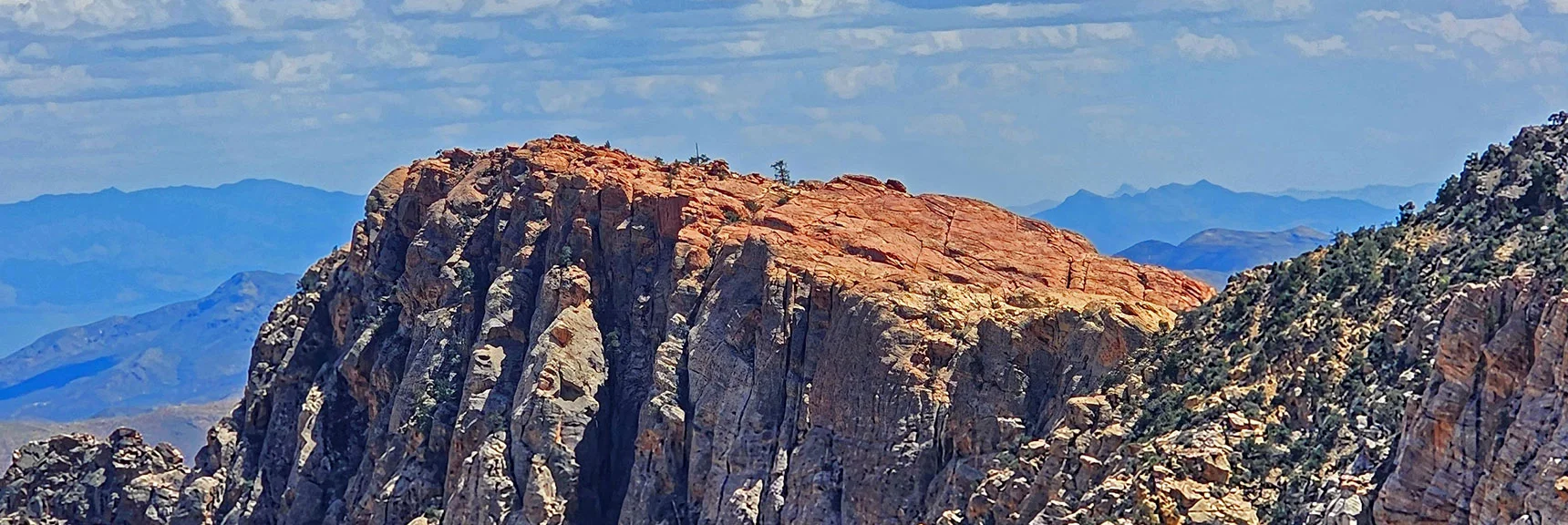 Blue Diamond Hill (R), Red Rock Canyon (Middle), Indecision Peak (L). | Monument Peak Summit | Rainbow Mountain Wilderness, Nevada