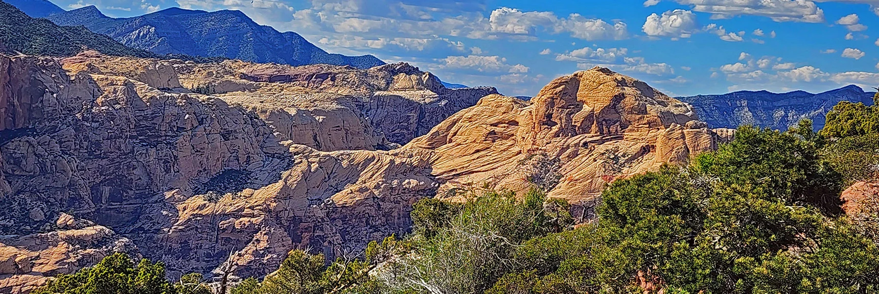 Blue Diamond Hill (R), Red Rock Canyon (Middle), Indecision Peak (L). | Monument Peak Summit | Rainbow Mountain Wilderness, Nevada