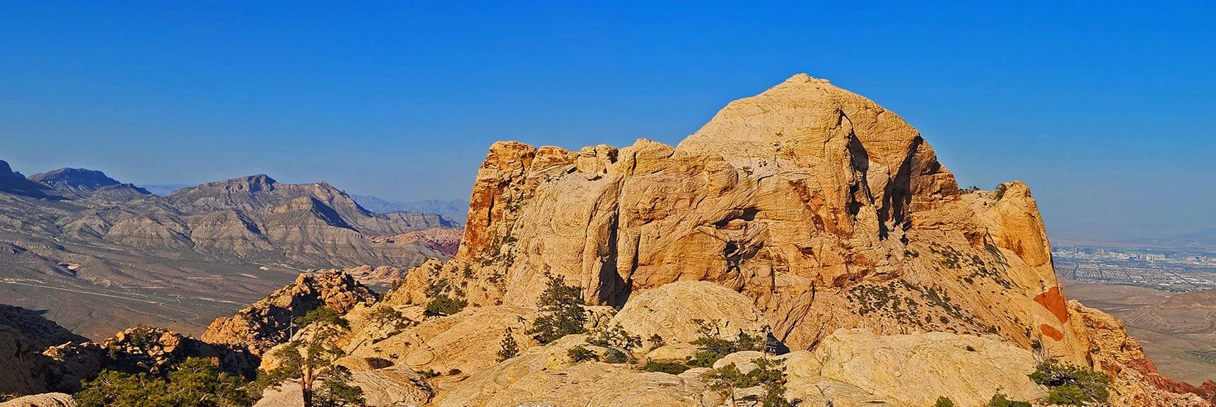 Blue Diamond Hill (R), Red Rock Canyon (Middle), Indecision Peak (L). | Monument Peak Summit | Rainbow Mountain Wilderness, Nevada