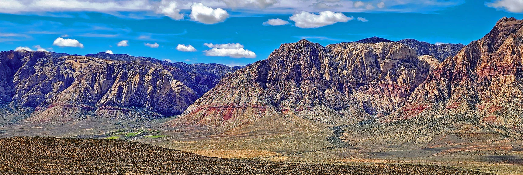 Blue Diamond Hill (R), Red Rock Canyon (Middle), Indecision Peak (L). | Monument Peak Summit | Rainbow Mountain Wilderness, Nevada