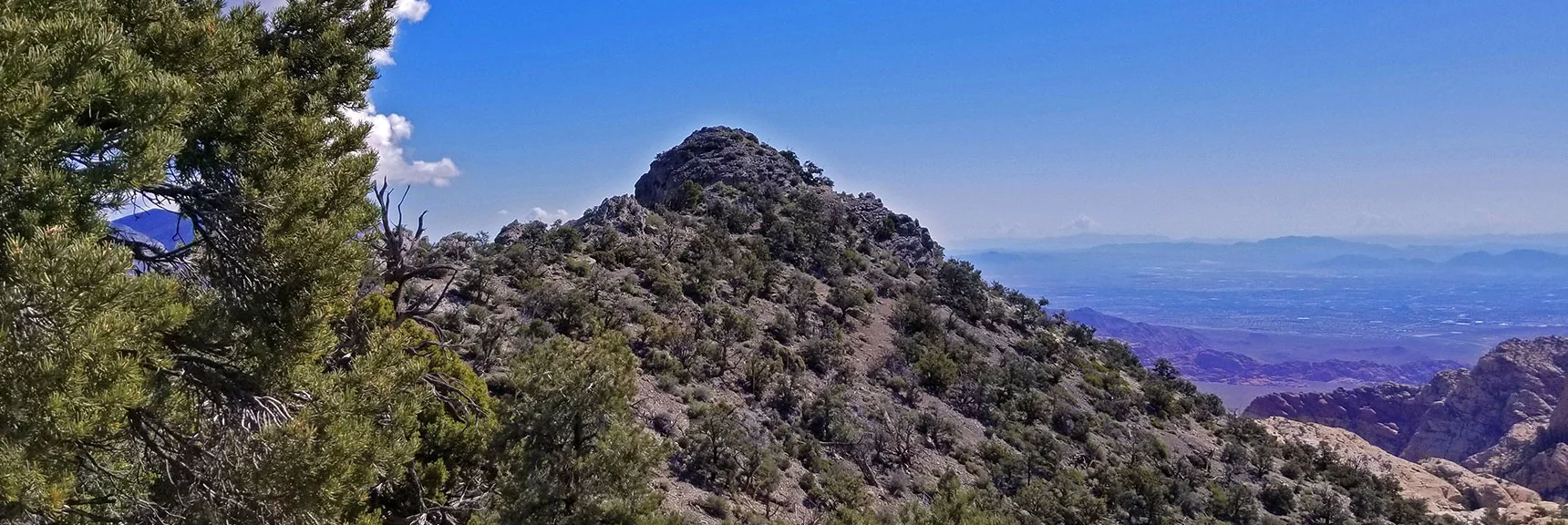 Blue Diamond Hill (R), Red Rock Canyon (Middle), Indecision Peak (L). | Monument Peak Summit | Rainbow Mountain Wilderness, Nevada