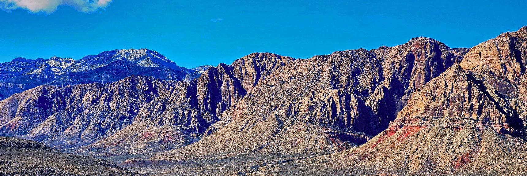 Blue Diamond Hill (R), Red Rock Canyon (Middle), Indecision Peak (L). | Monument Peak Summit | Rainbow Mountain Wilderness, Nevada
