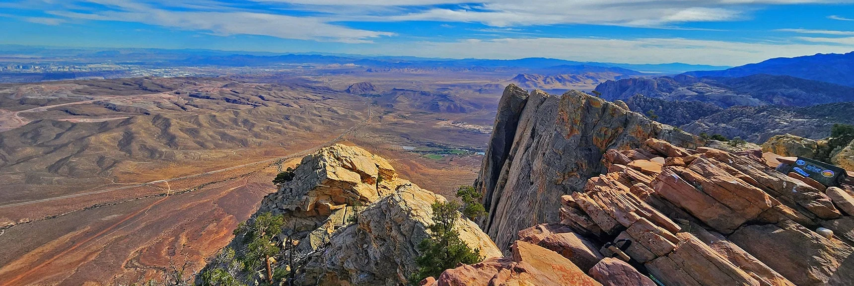 Blue Diamond Hill (R), Red Rock Canyon (Middle), Indecision Peak (L). | Monument Peak Summit | Rainbow Mountain Wilderness, Nevada