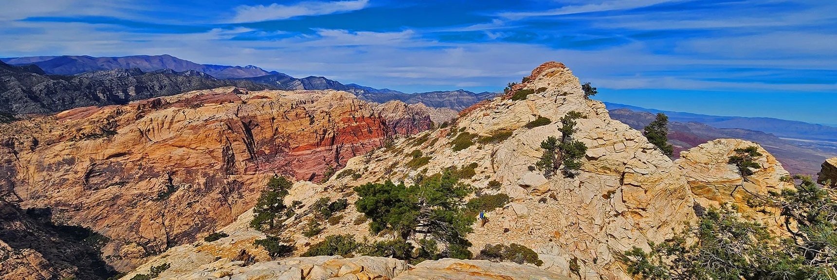 Blue Diamond Hill (R), Red Rock Canyon (Middle), Indecision Peak (L). | Monument Peak Summit | Rainbow Mountain Wilderness, Nevada