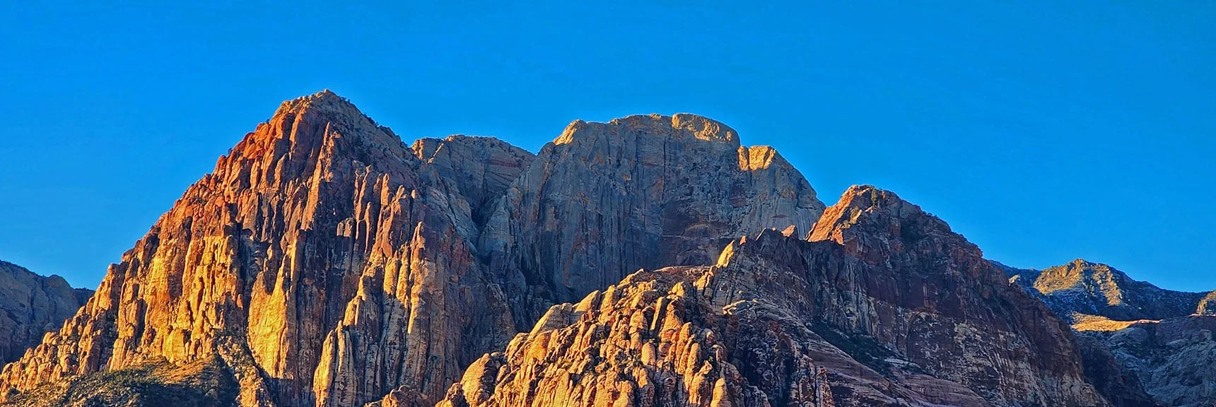 Blue Diamond Hill (R), Red Rock Canyon (Middle), Indecision Peak (L). | Monument Peak Summit | Rainbow Mountain Wilderness, Nevada