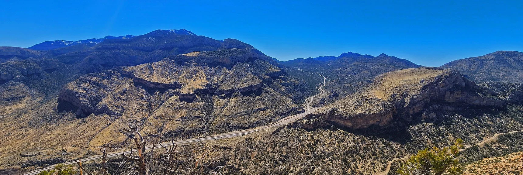 Blue Diamond Hill (R), Red Rock Canyon (Middle), Indecision Peak (L). | Monument Peak Summit | Rainbow Mountain Wilderness, Nevada