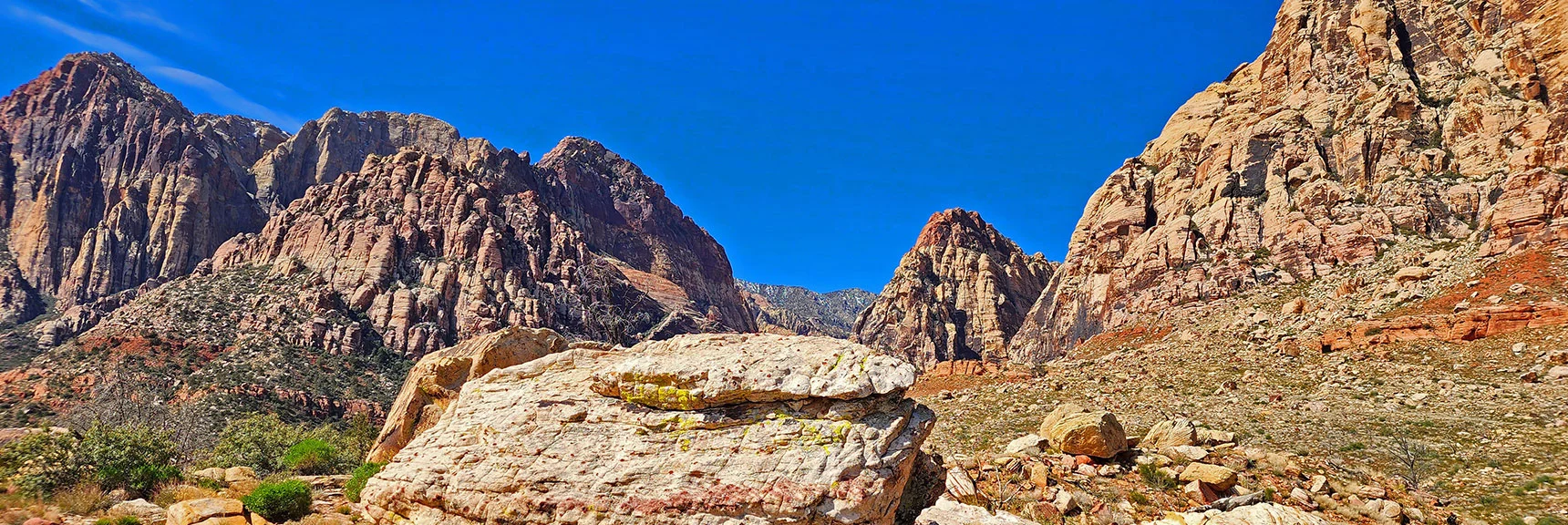 Blue Diamond Hill (R), Red Rock Canyon (Middle), Indecision Peak (L). | Monument Peak Summit | Rainbow Mountain Wilderness, Nevada