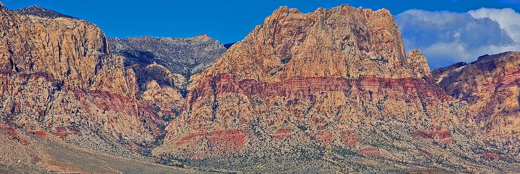 Blue Diamond Hill (R), Red Rock Canyon (Middle), Indecision Peak (L). | Monument Peak Summit | Rainbow Mountain Wilderness, Nevada