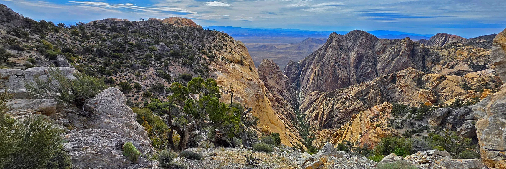 Blue Diamond Hill (R), Red Rock Canyon (Middle), Indecision Peak (L). | Monument Peak Summit | Rainbow Mountain Wilderness, Nevada