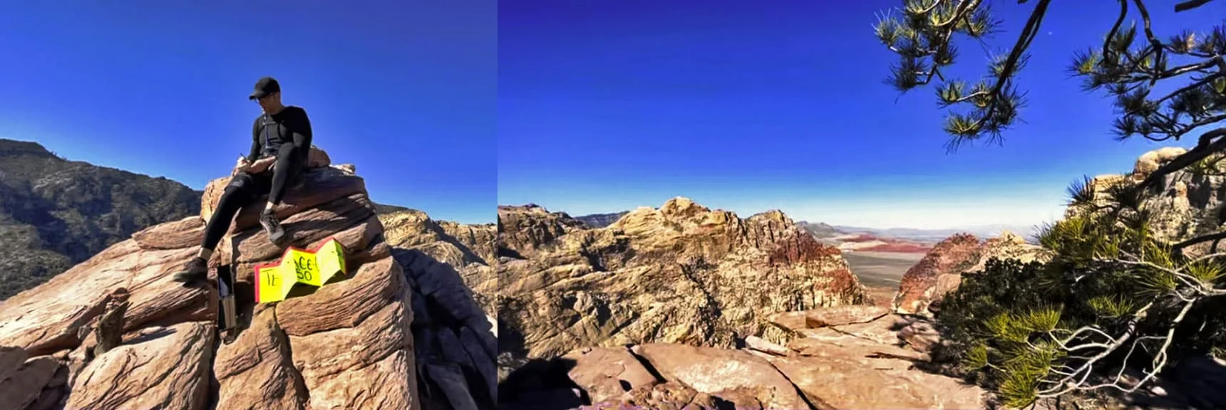 Blue Diamond Hill (R), Red Rock Canyon (Middle), Indecision Peak (L). | Monument Peak Summit | Rainbow Mountain Wilderness, Nevada