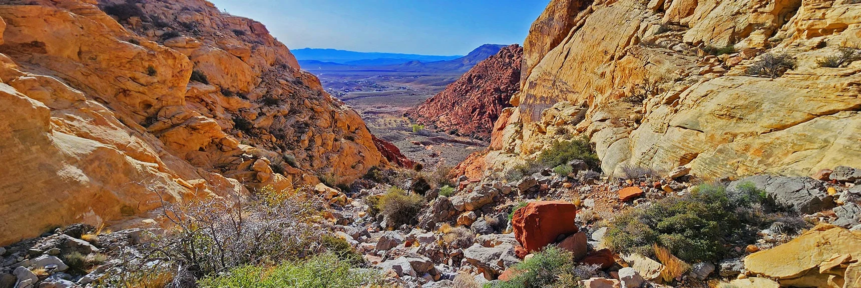 Blue Diamond Hill (R), Red Rock Canyon (Middle), Indecision Peak (L). | Monument Peak Summit | Rainbow Mountain Wilderness, Nevada
