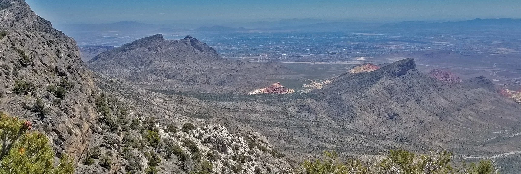 Blue Diamond Hill (R), Red Rock Canyon (Middle), Indecision Peak (L). | Monument Peak Summit | Rainbow Mountain Wilderness, Nevada