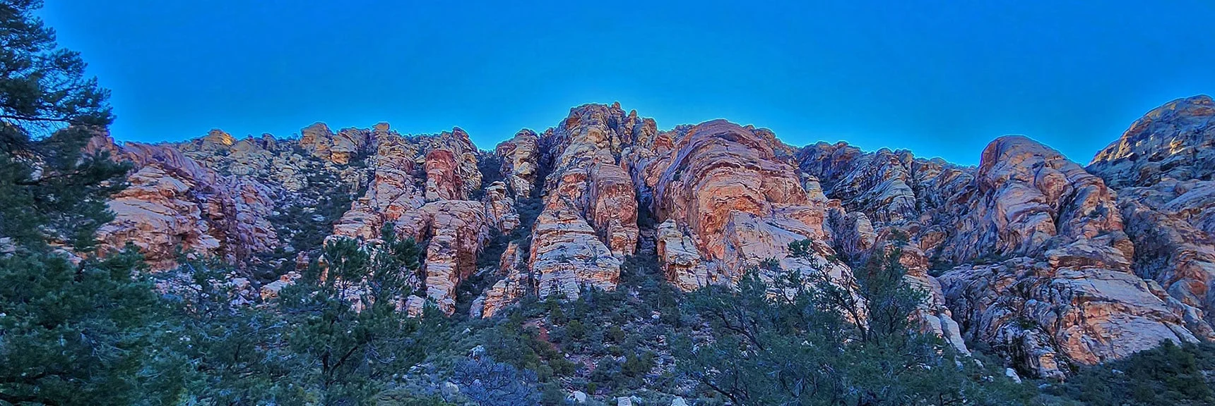 Blue Diamond Hill (R), Red Rock Canyon (Middle), Indecision Peak (L). | Monument Peak Summit | Rainbow Mountain Wilderness, Nevada