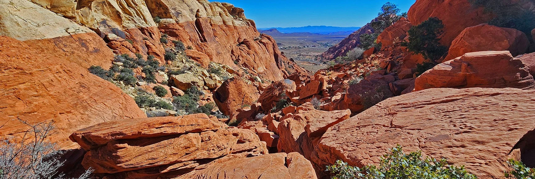 Blue Diamond Hill (R), Red Rock Canyon (Middle), Indecision Peak (L). | Monument Peak Summit | Rainbow Mountain Wilderness, Nevada
