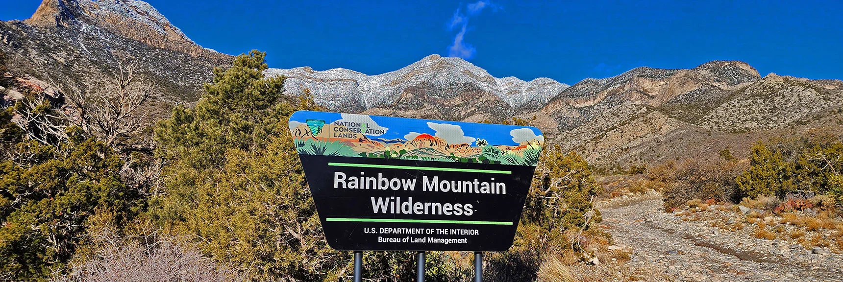Rainbow Mountain Wilderness Entrance Sign Just Across Rocky Gap Road | White Rock Mountain Loop Trail | Red Rock Canyon, Nevada
