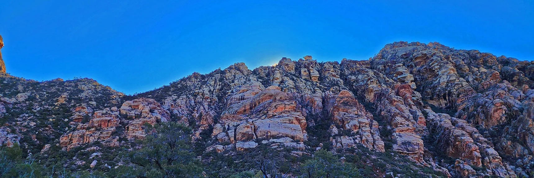 Sun Just Beginning to Top White Rock Mountain Summit Line | White Rock Mountain Loop Trail | Red Rock Canyon, Nevada