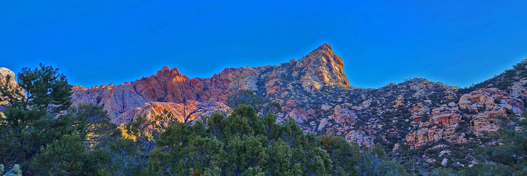 Jagged, Colorful Eastern White Rock Mountain Summit Area at Sunrise | White Rock Mountain Loop Trail | Red Rock Canyon, Nevada