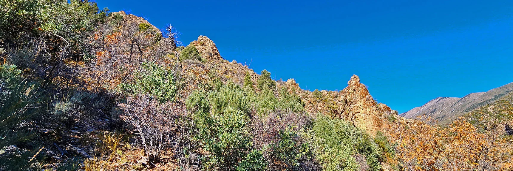 Ridgeline Descending from Handy Peak to Lovell Canyon Wash is Important Landmark. | Lovell Canyon Loop Trail | Lovell Canyon Nevada